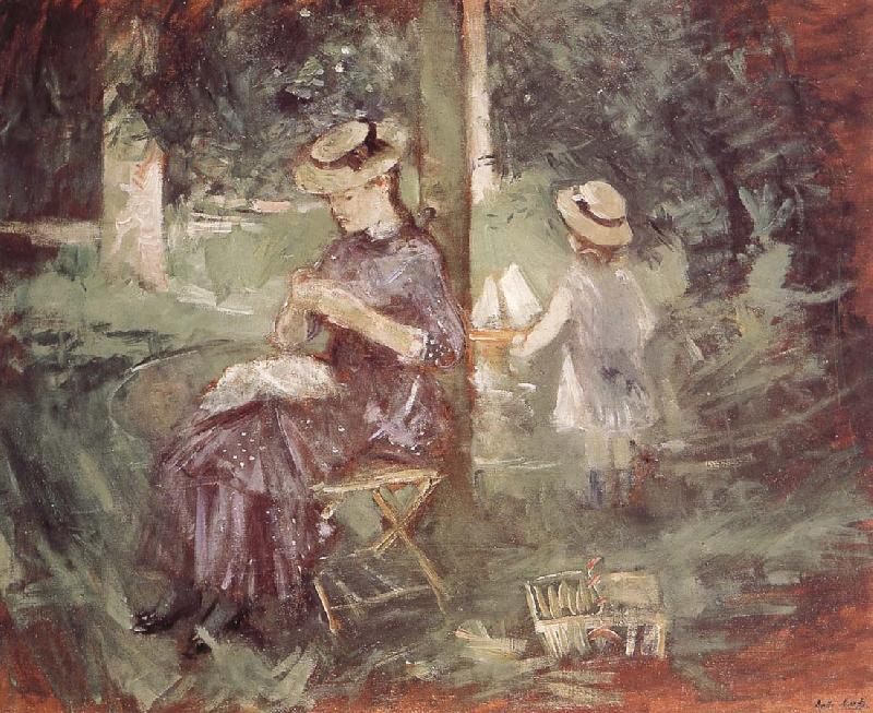 Berthe Morisot The mother and her son in the garden Norge oil painting art